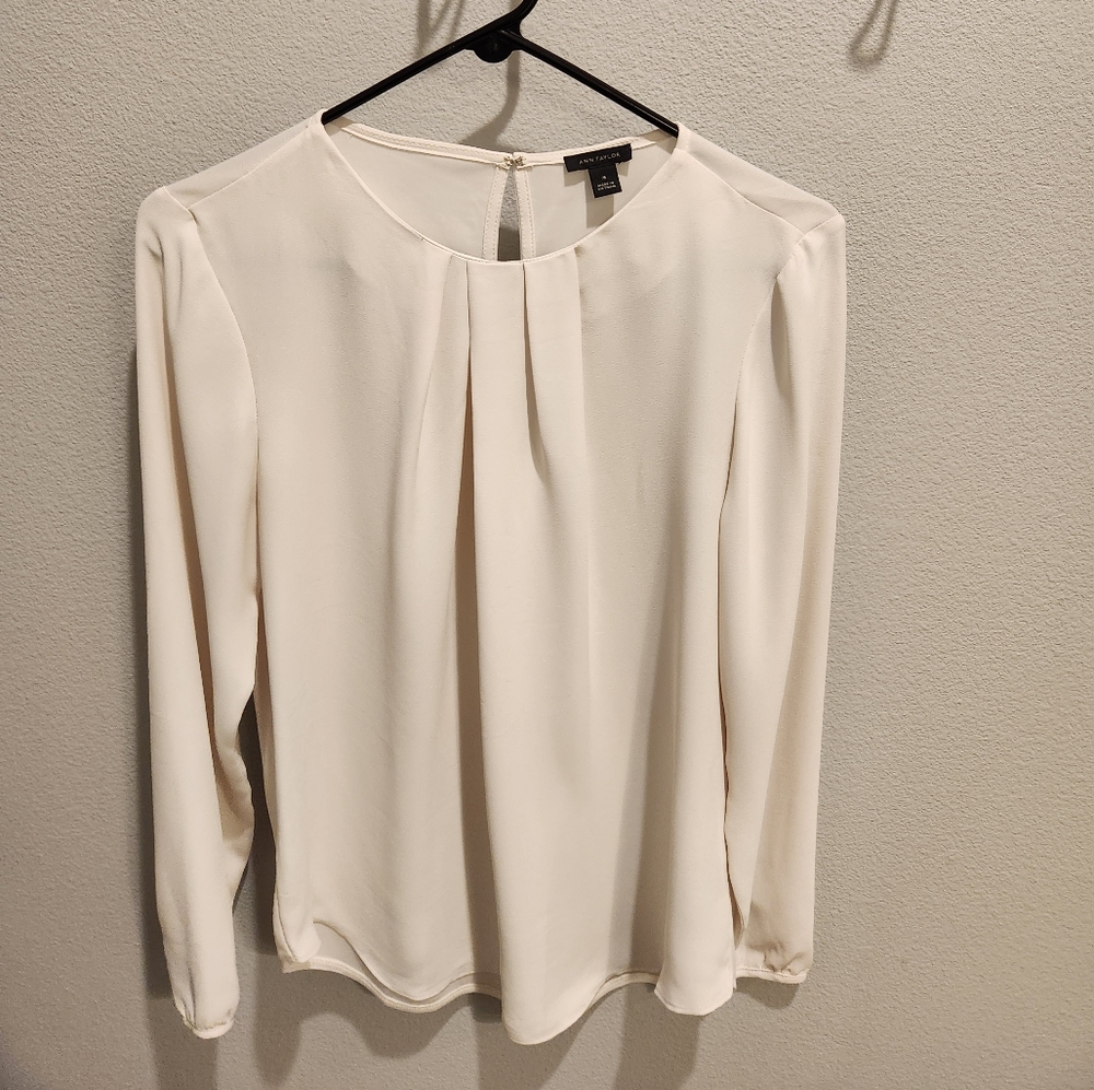 Ann Taylor Long Sleeve Blouse White Size M